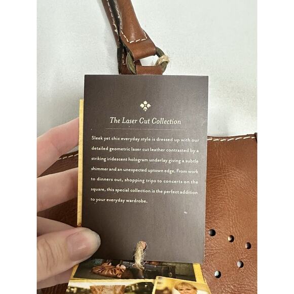 Patricia Nash Cognac Laser Cut Podesta Tooled Leather Satchel Hand Bag NEW - Picture 5 of 12